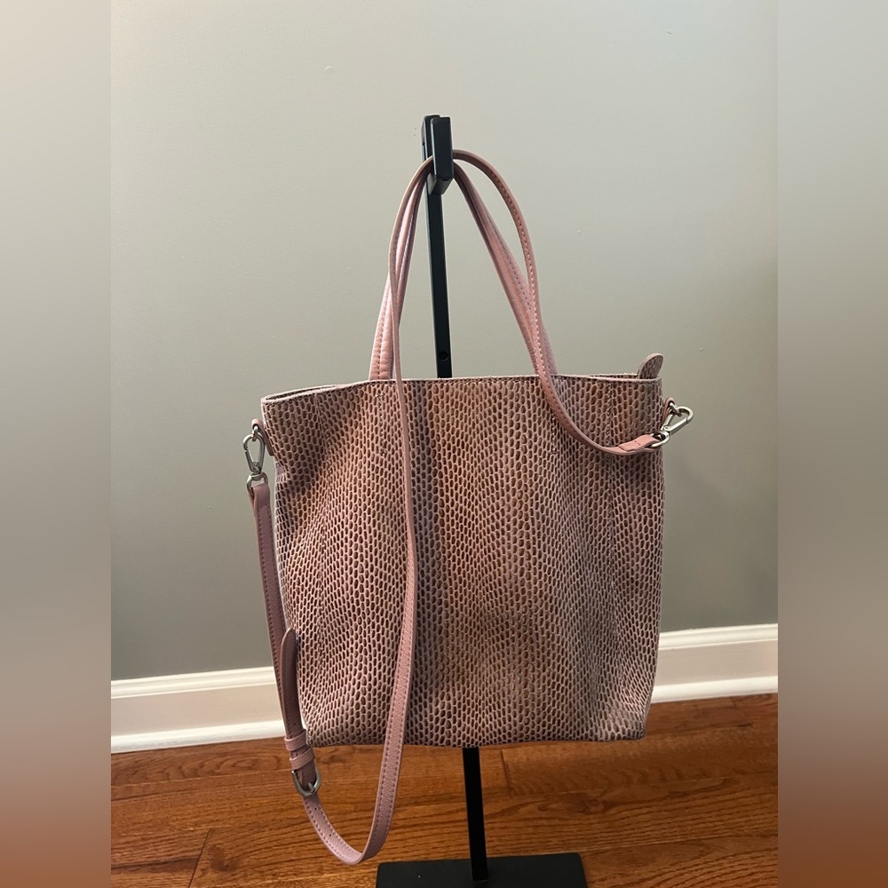 Sorail New York Dusty Rose Pink Leather Snakeskin Shoulder/Crossbody Bag